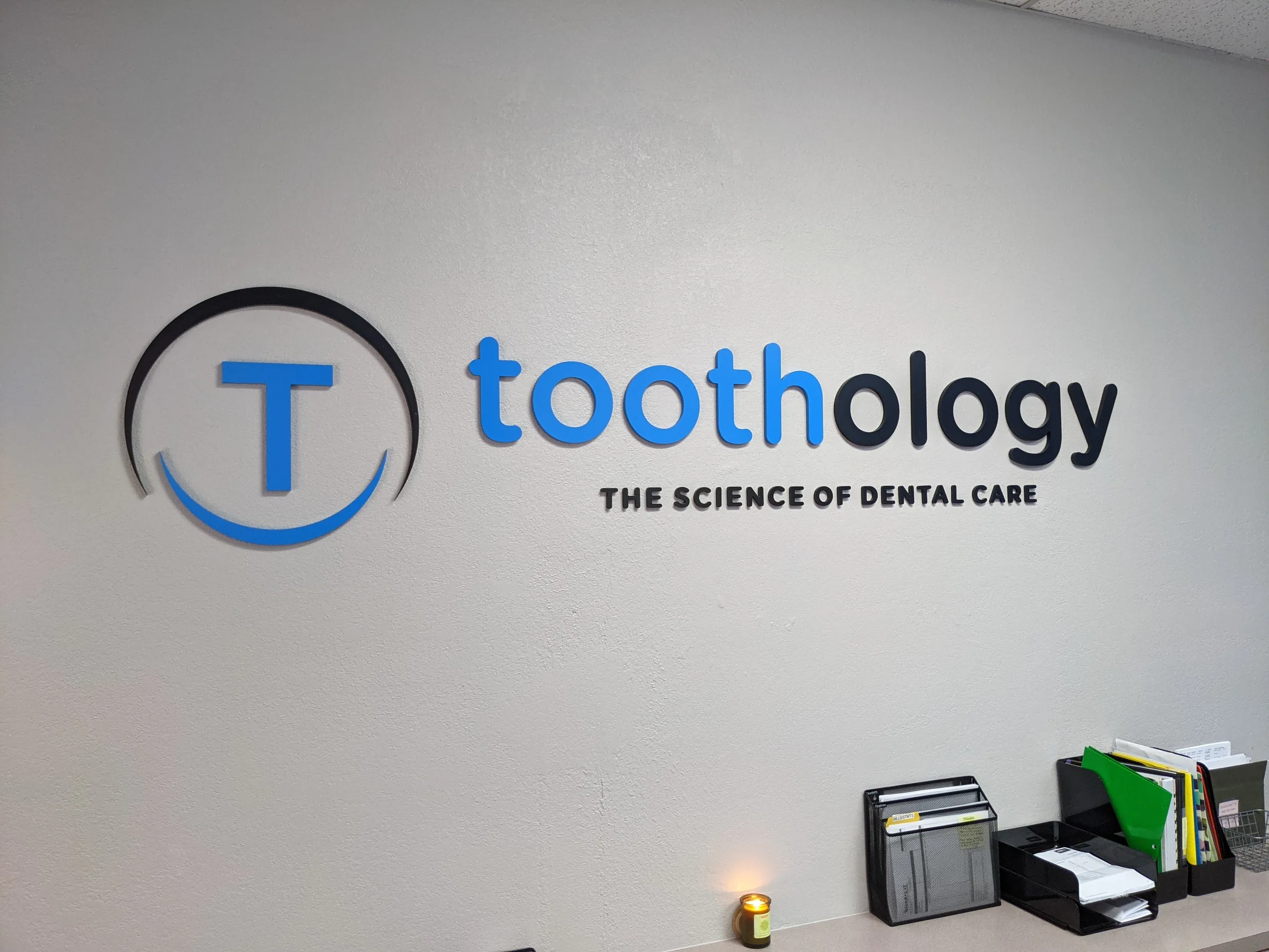 Toothology wall logo at the Scottsdale dental office
